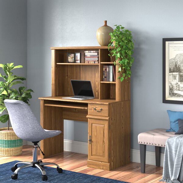 Sauder harbor view computer desk deals with hutch in curado cherry